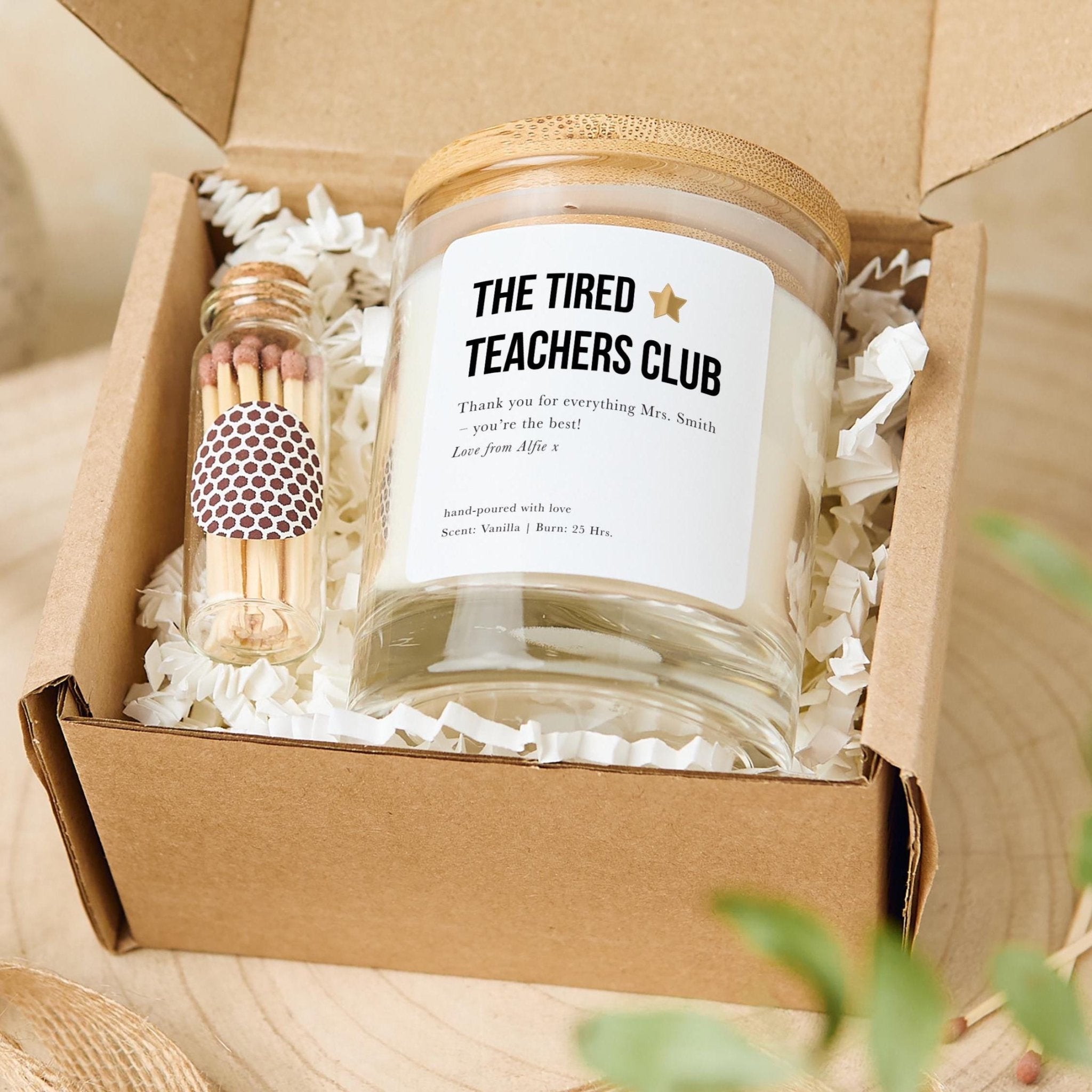 The Tired Teachers Club Funny Teachers Candle Set A Fun Thank You Gift for Teachers Teaching Assistants or Hardworking Educators
