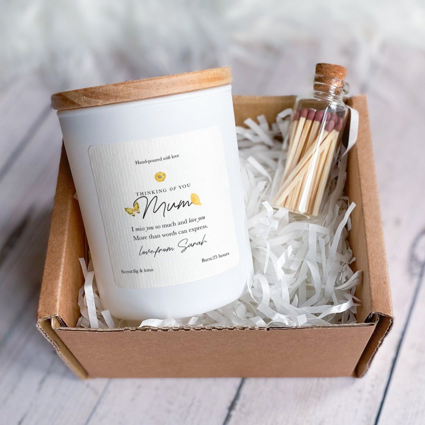 Thinking of you candle, Gift Box for Her Him, Personalised gift, Thinking of you gifts Gift for friend Get Well Soon Sympathy Miss you