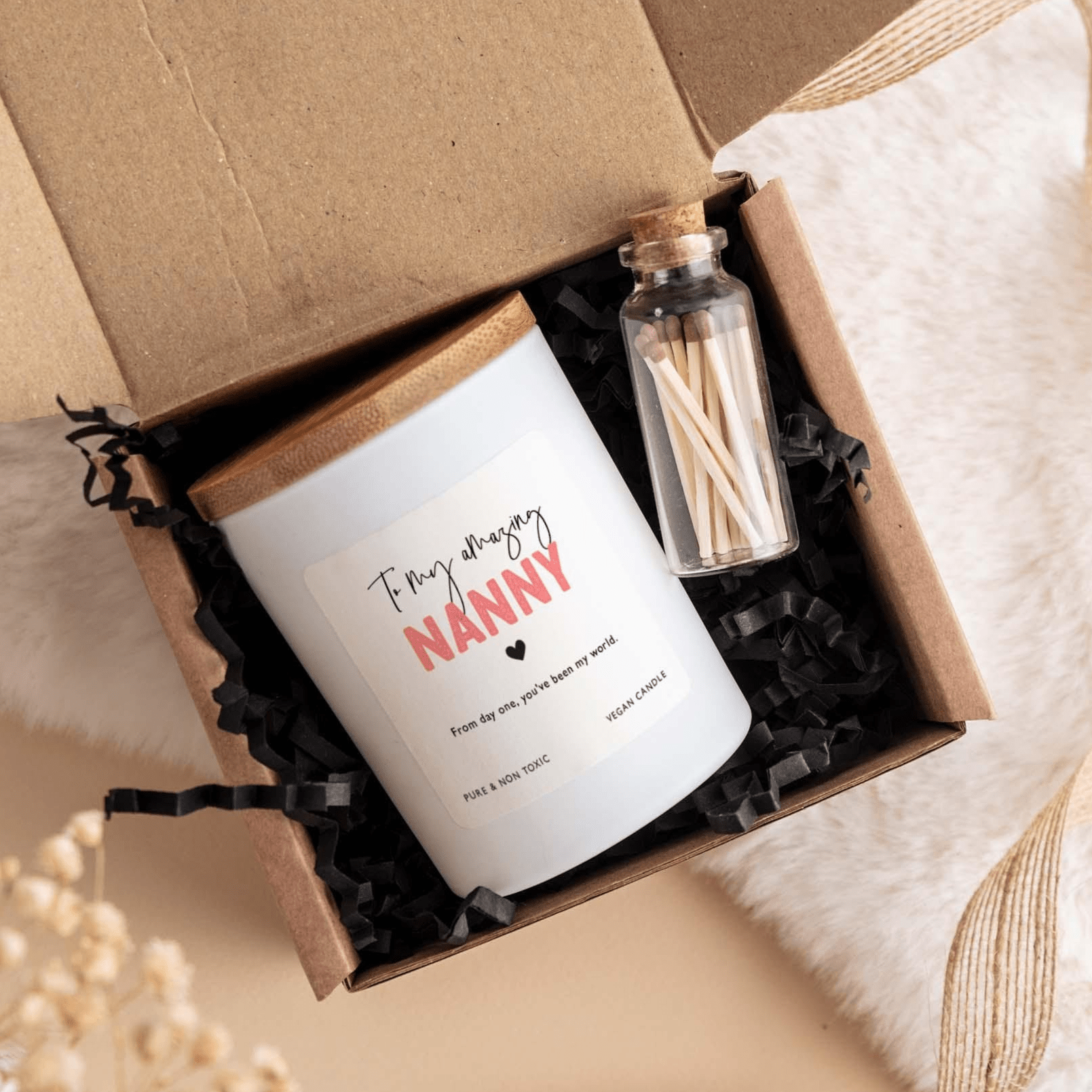 To my amazing Nanny Scented Candle Christmas Gift for Nanny Gift Box for Her Merry Christmas Cosy Vegan Xmas Present