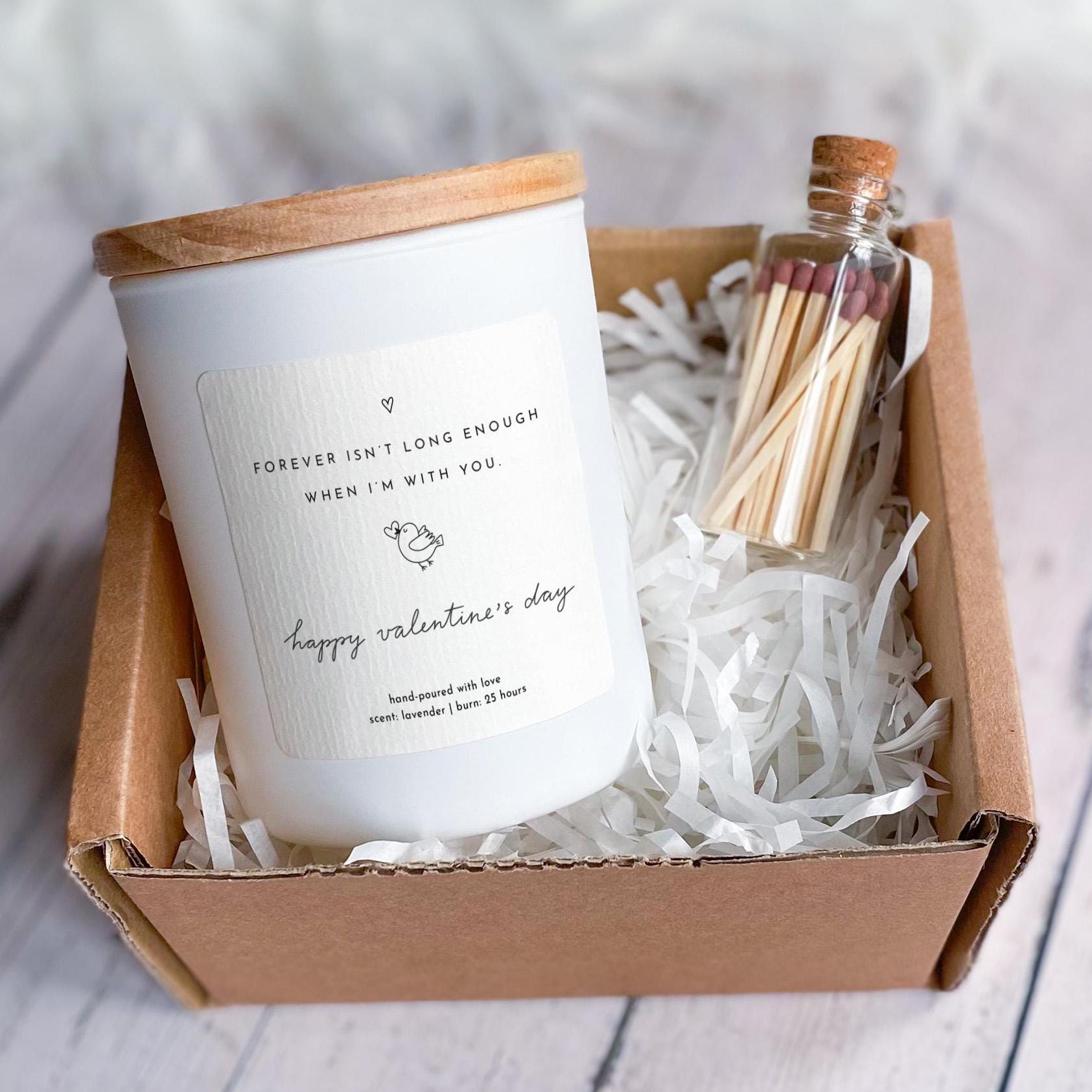 Valentine's Day Candle for her him Forever Isn’t Long Enough Vegan Scented Gift with Matches Keepsake for Girlfriend Wife Partner Spouse