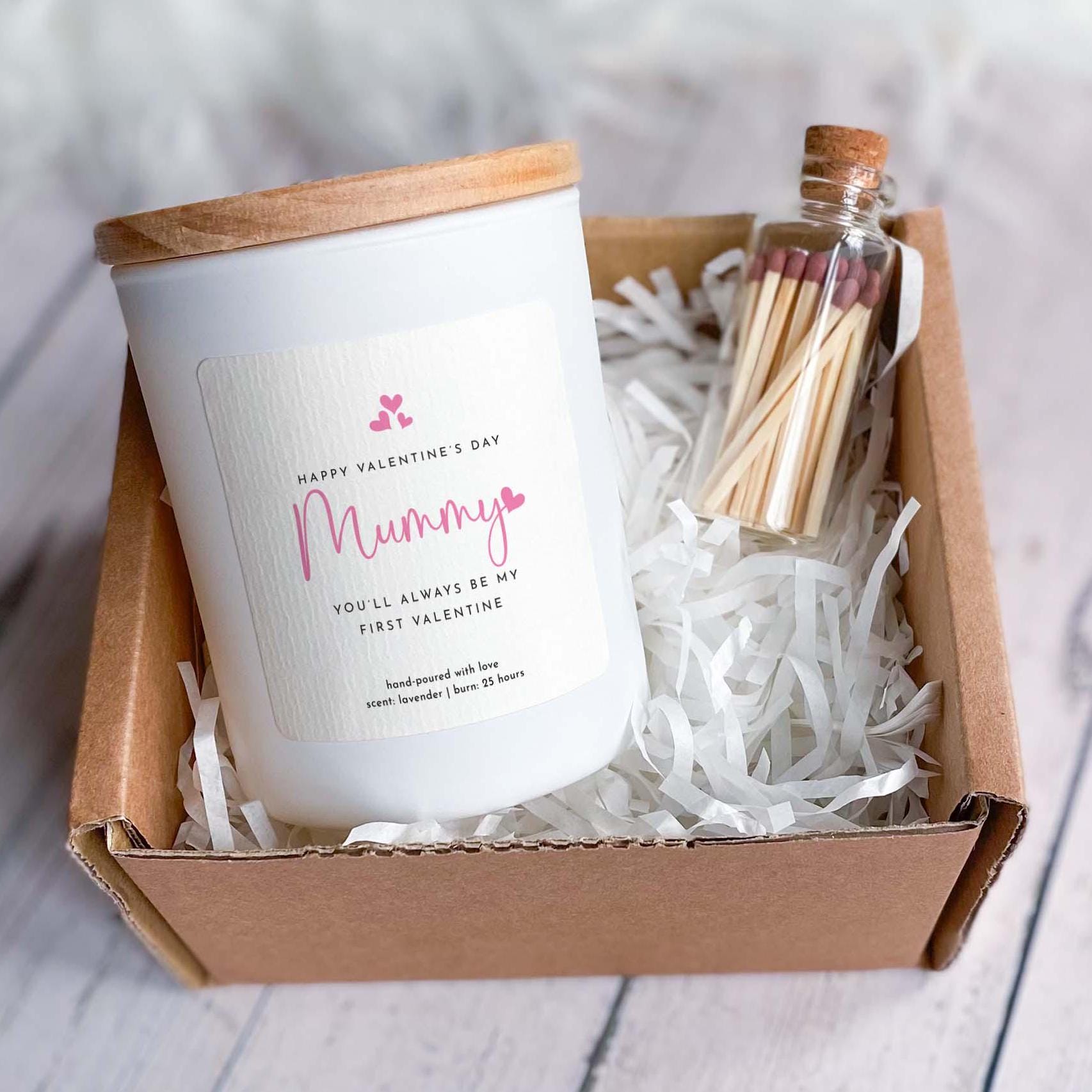 Valentine's Day Candle for Mummy First Valentine' Scented Soy Candle Gift with Matches Gift for Mum You'll always be My First Valentine