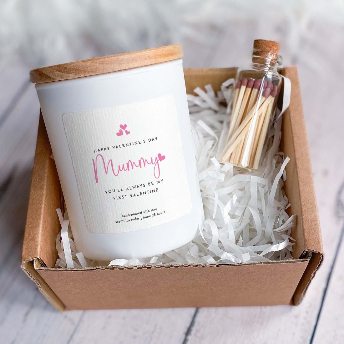Valentine's Day Candle for Mummy First Valentine' Scented Soy Candle Gift with Matches Gift for Mum You'll always be My First Valentine