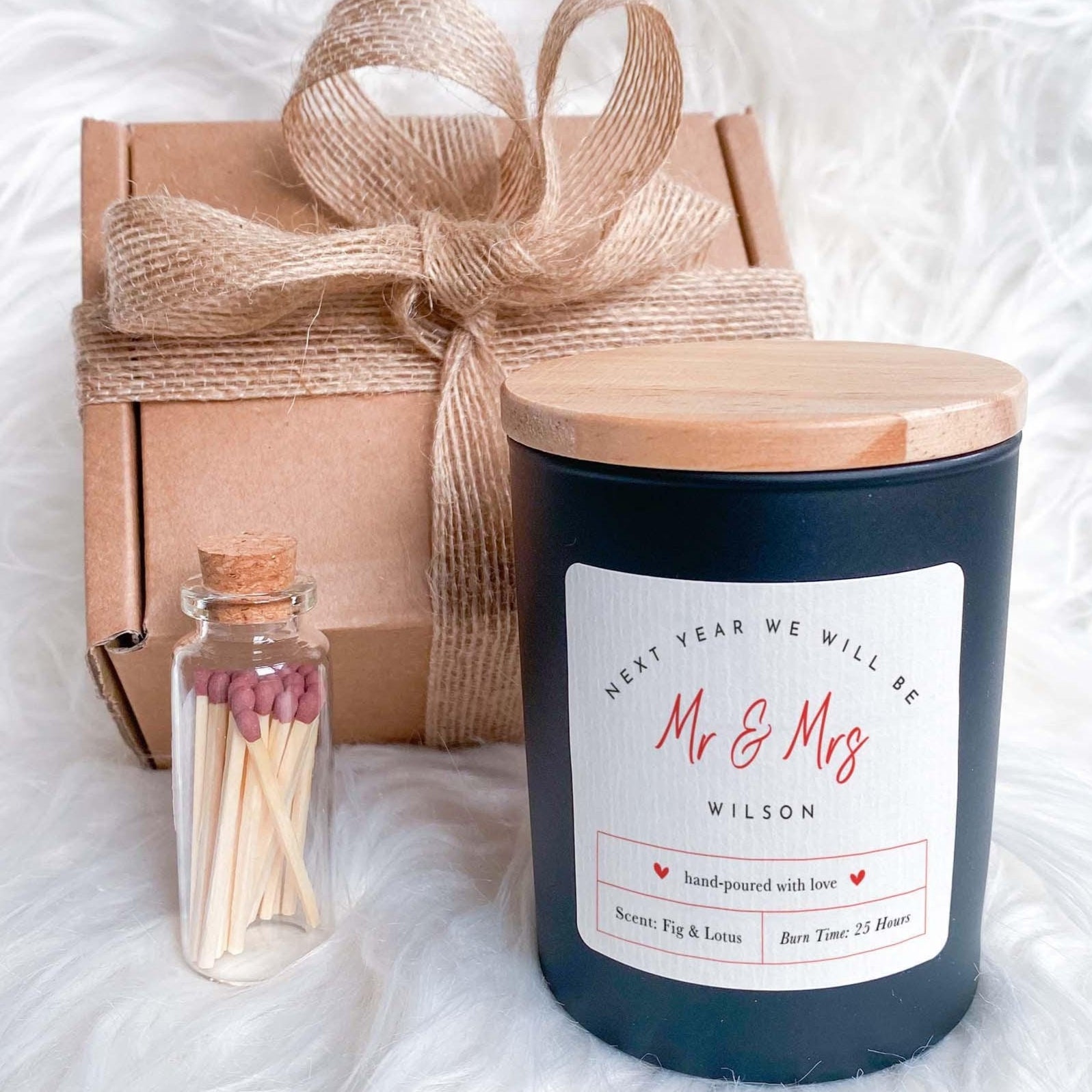 Valentine's Day Gift Candle Set for fiancé Next Year We Will Be Mr Mrs Birthday Anniversary Gift Engaged Couples Engagement Romantic Present