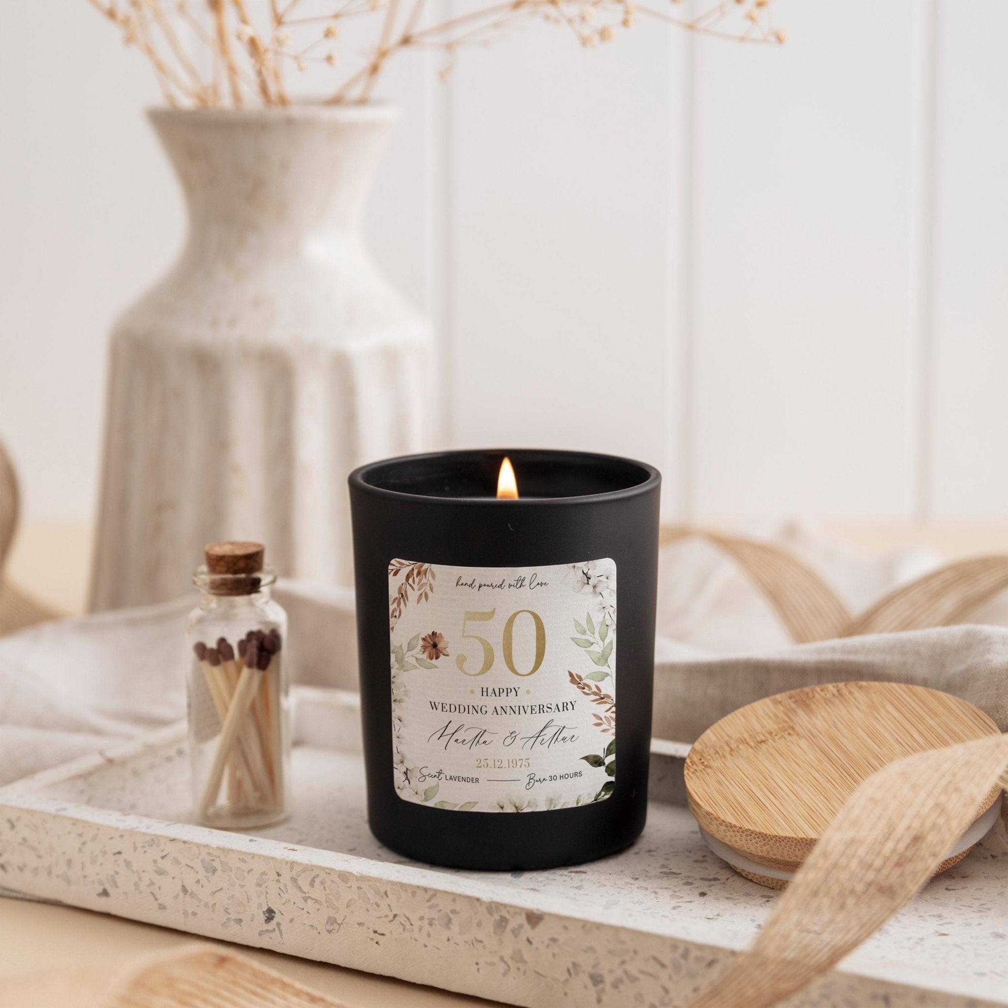 Wedding Anniversary Scented Candle Gift Celebrating 25th 30th 40th 50th or 60th Personalised Gift For Parents Mum Dad Grandparents Friend