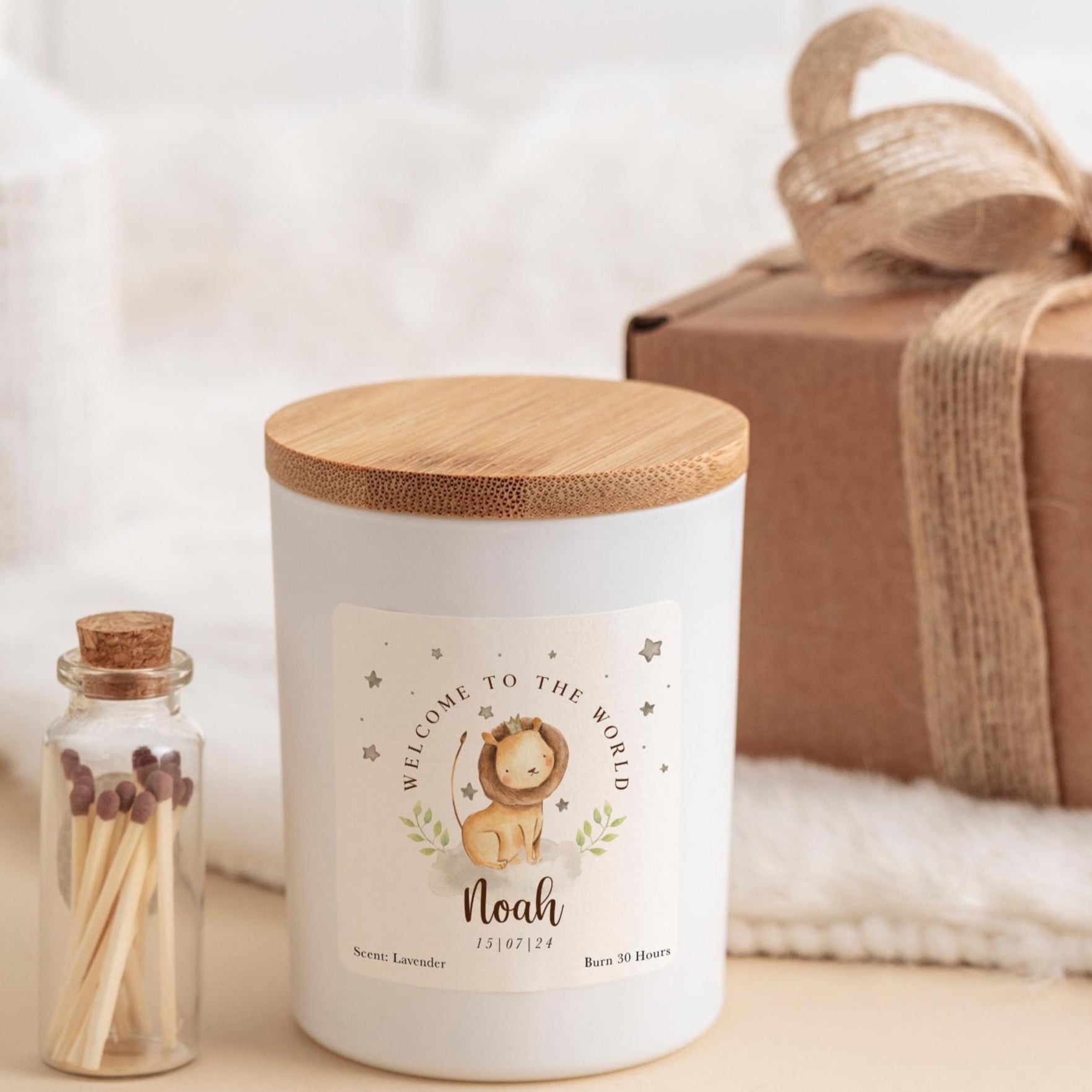 Welcome to the World Candle Gift | Personalised New Baby Birth Announcement Keepsake | Gift for Boys or Girls