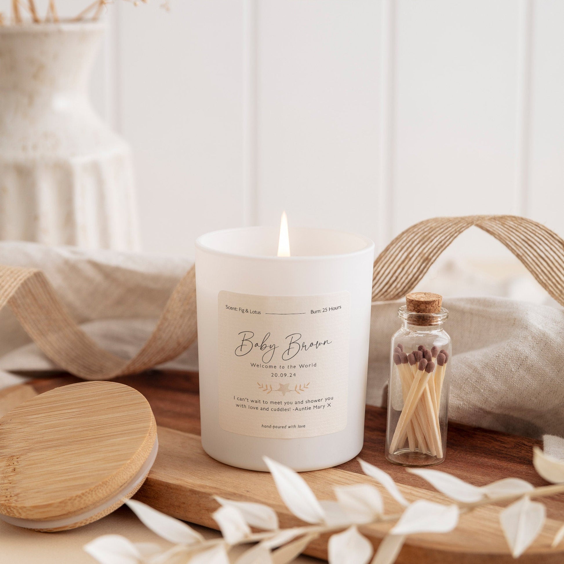 Welcome to the world new baby scented candle gift set for new mum with your text Baby boy girl Congratulations gift keepsake Baby Shower