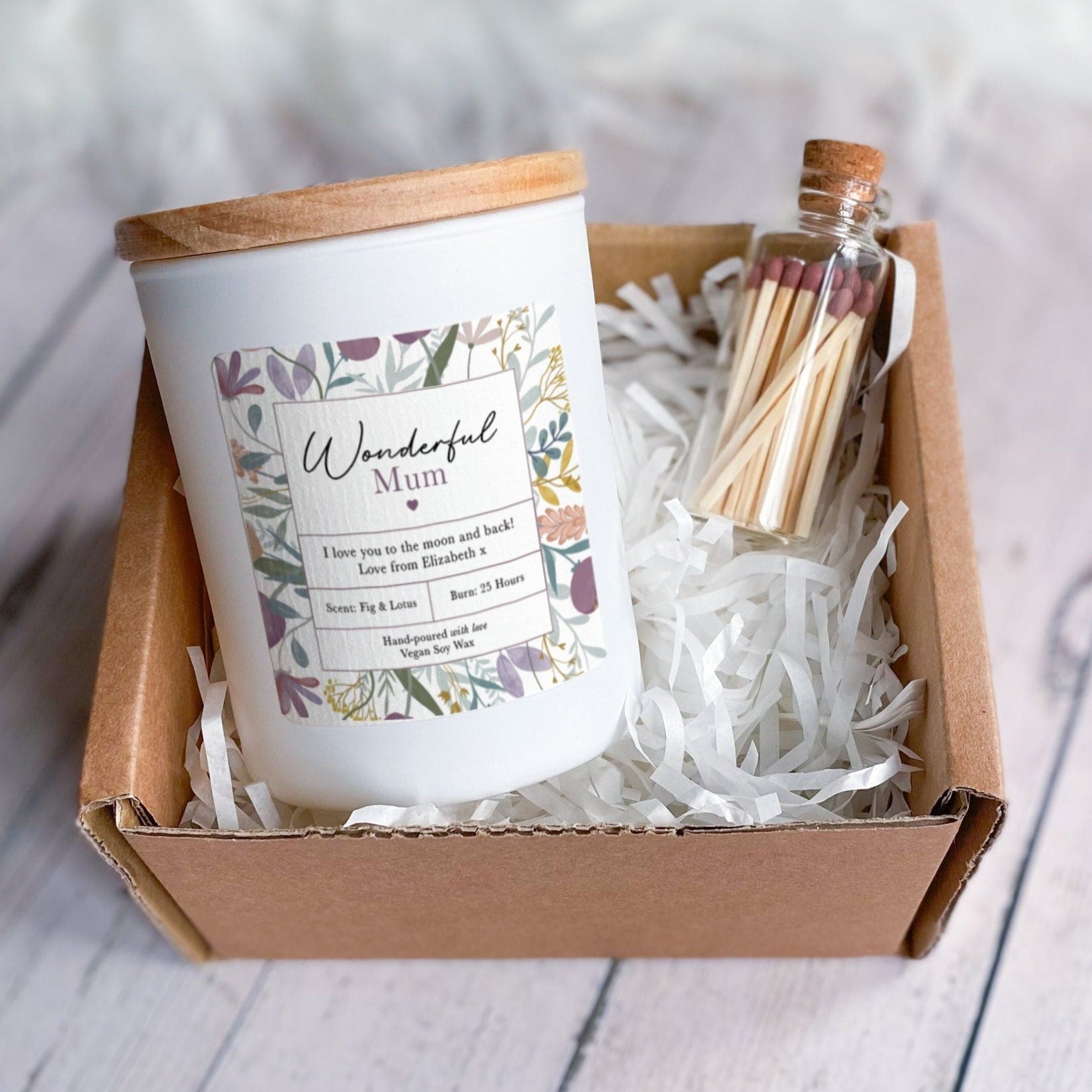 Wonderful mum scented soy wax vegan candle with your own text Gift for grandma nanny nana mummy mama sister First Mother's Day 1st keepsake