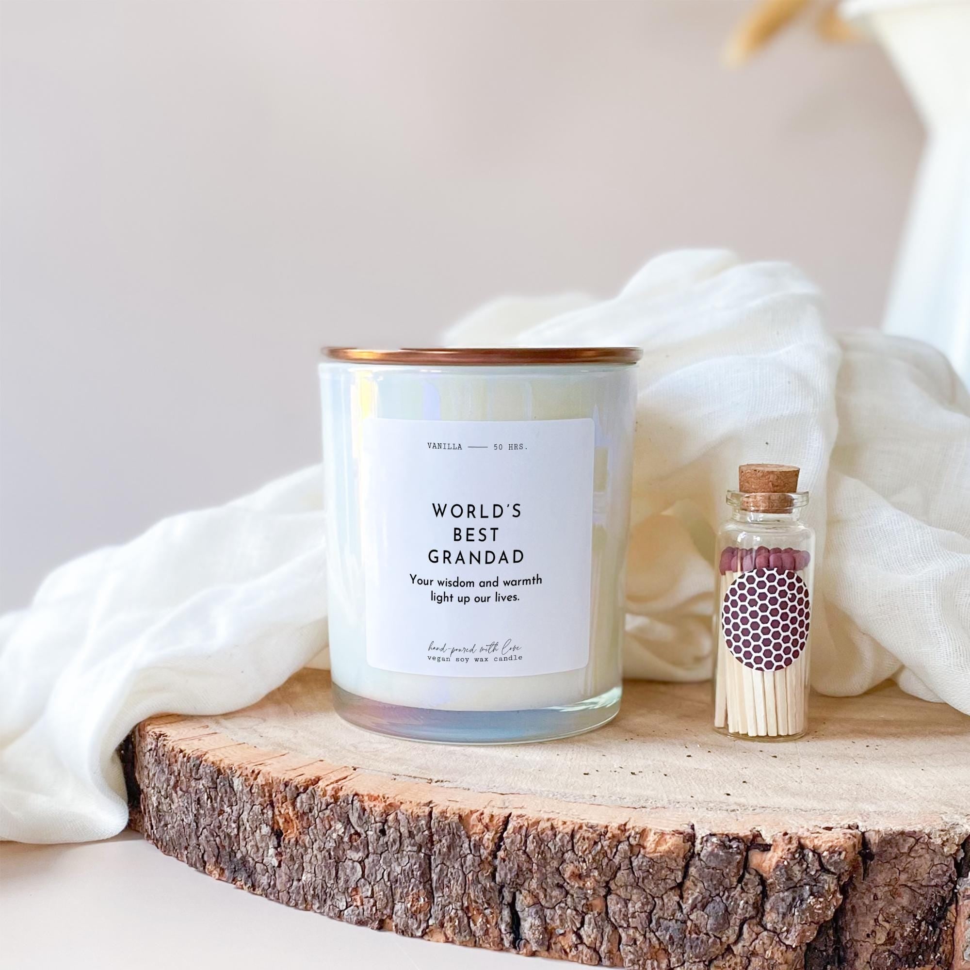 World's best grandad candle gift set with mini matches jar and gift box Gift for grandad Christmas Father's Day Grandpa's birthday present