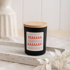 Yay scented candle with your text Personalised graduation gift for her him Well Done Proud Of You Congratulations Gift For Her New Job Yaaay