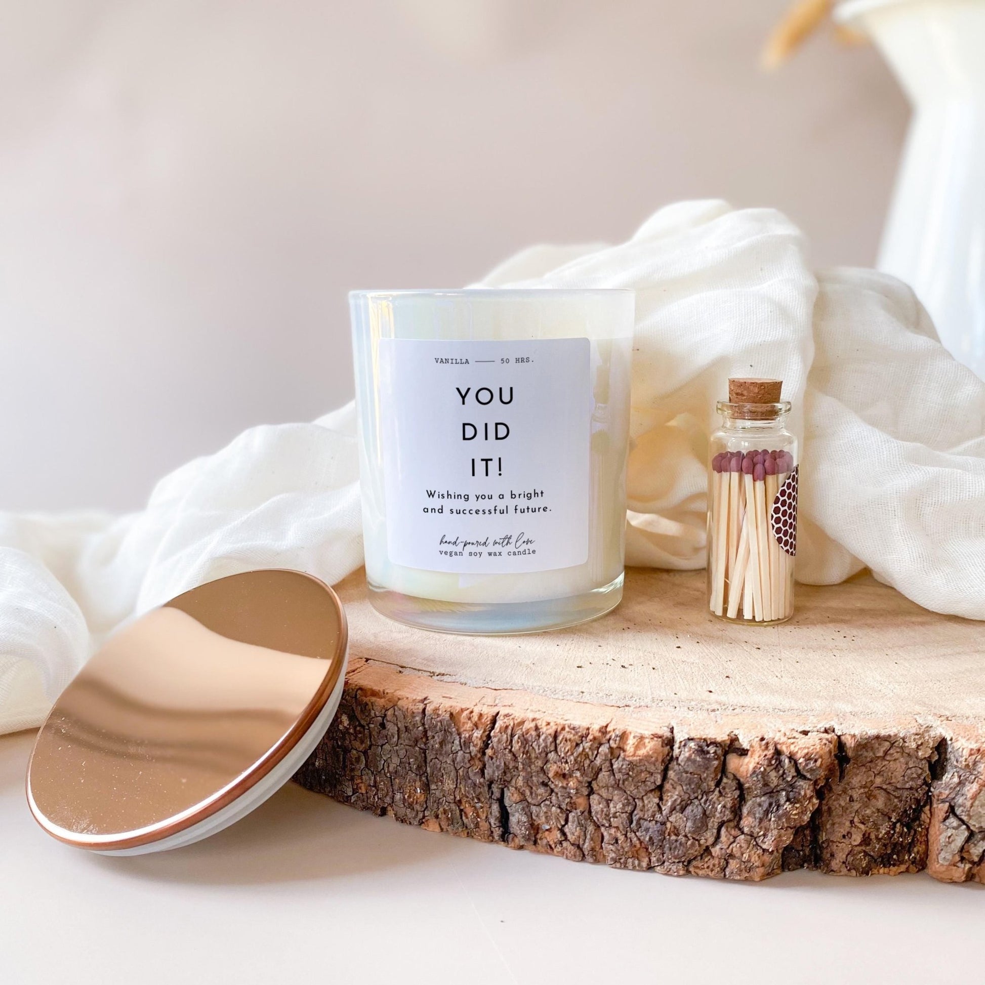 You did it scented candle with lid Congrats exam result New job Graduation A level result GCSE For her girl daughter niece Granddaughter go